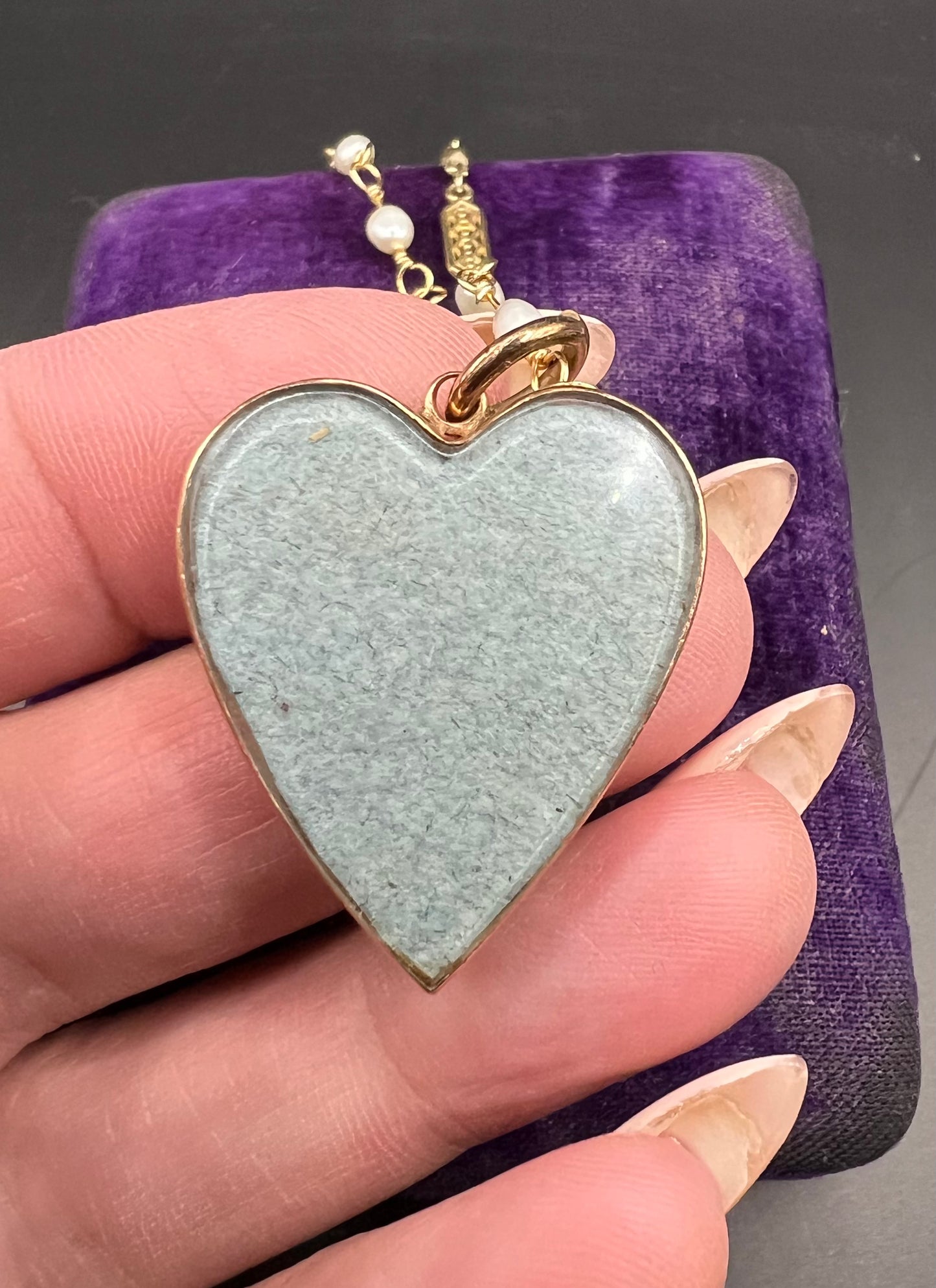 Victorian era heart hair work pendant