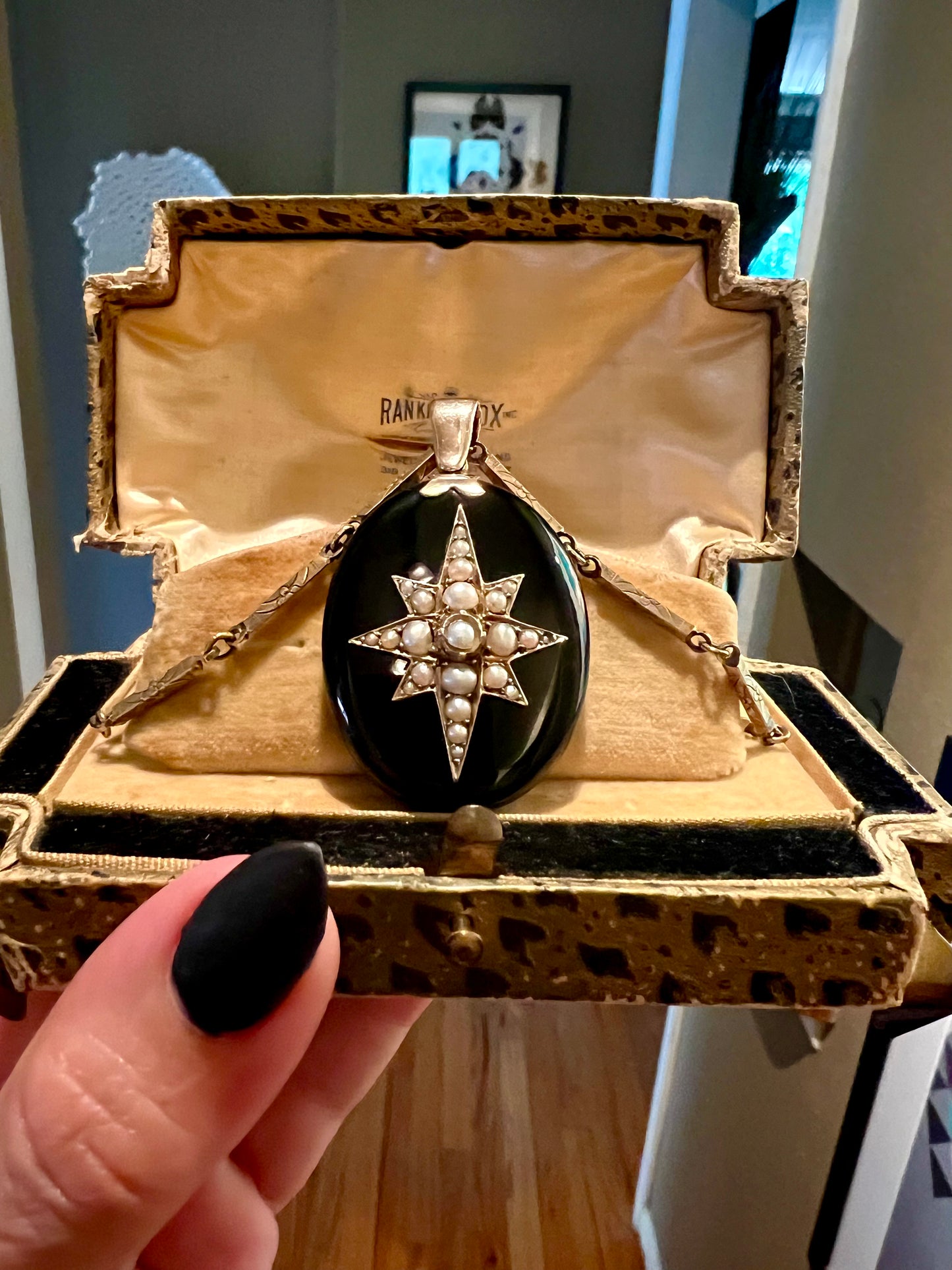 Victorian onyx and pearl locket