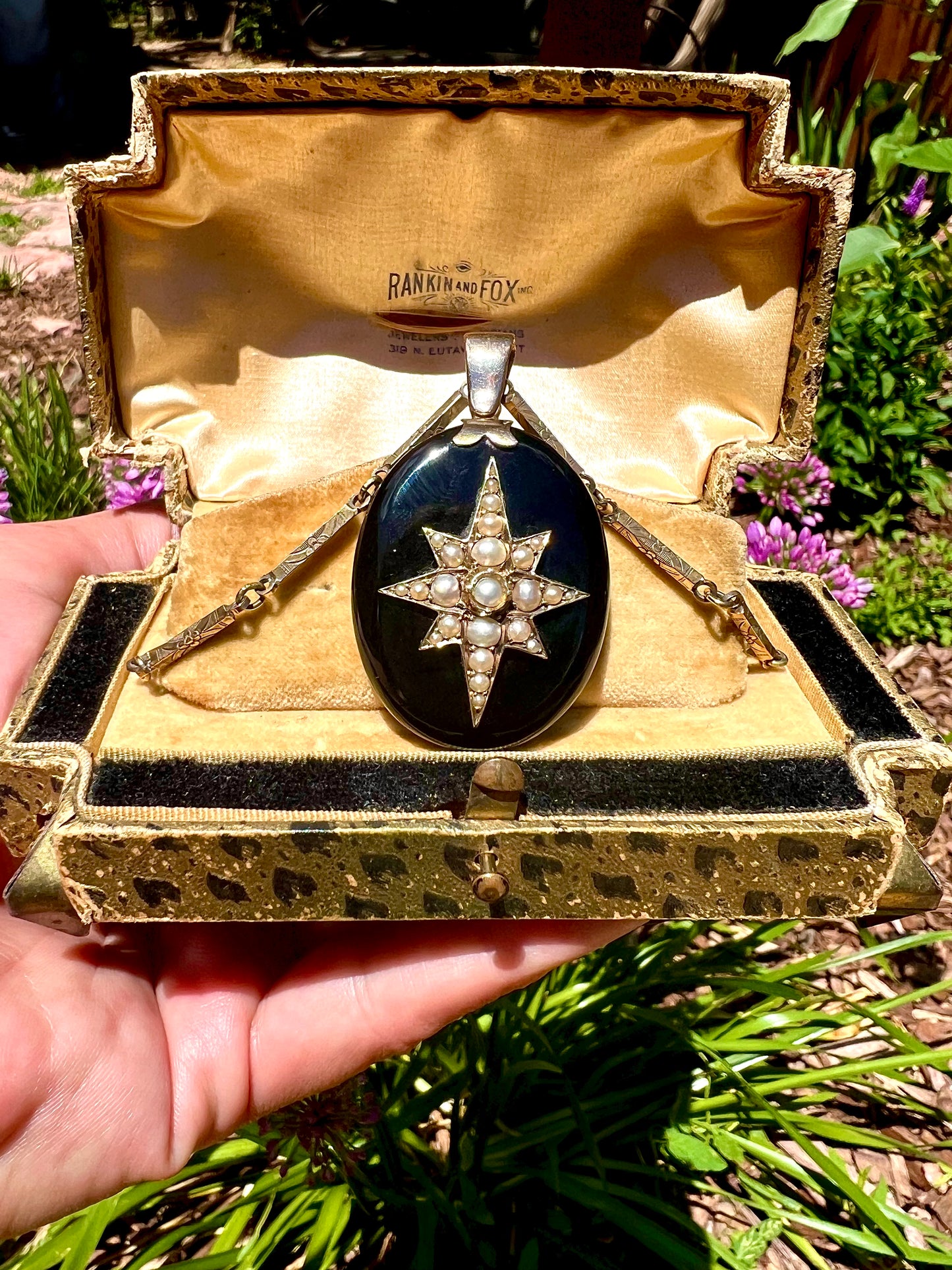 Victorian onyx and pearl locket