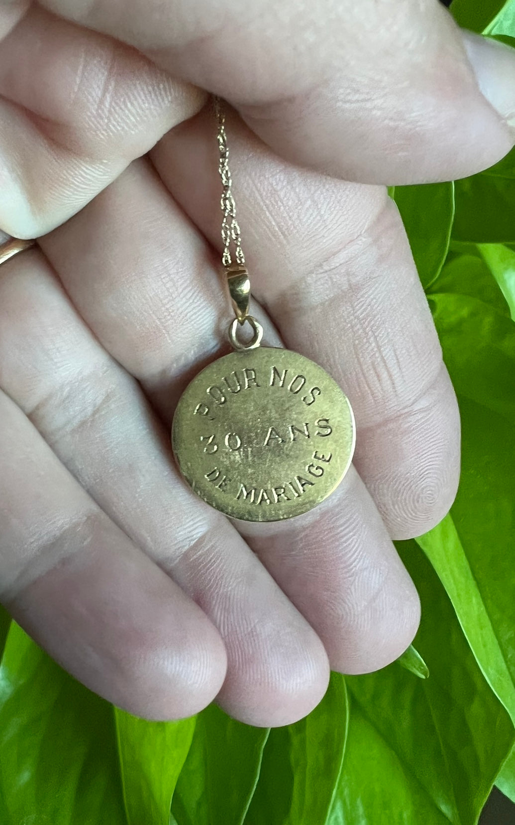 Antique 18k gold Augis pendant with 14k gold 18” chain