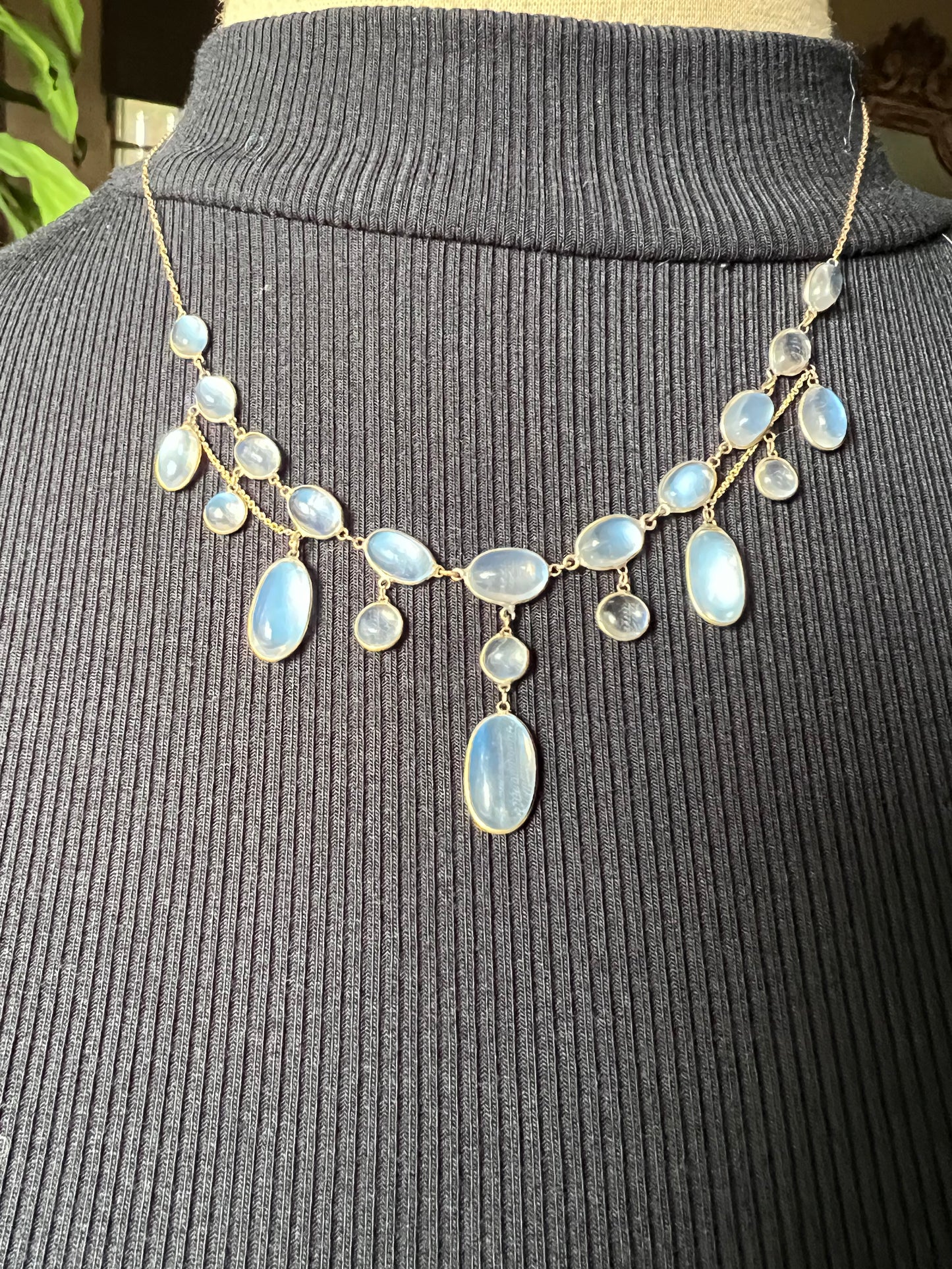 Edwardian moonstone festoon necklace