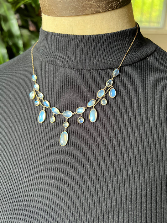 Edwardian moonstone festoon necklace