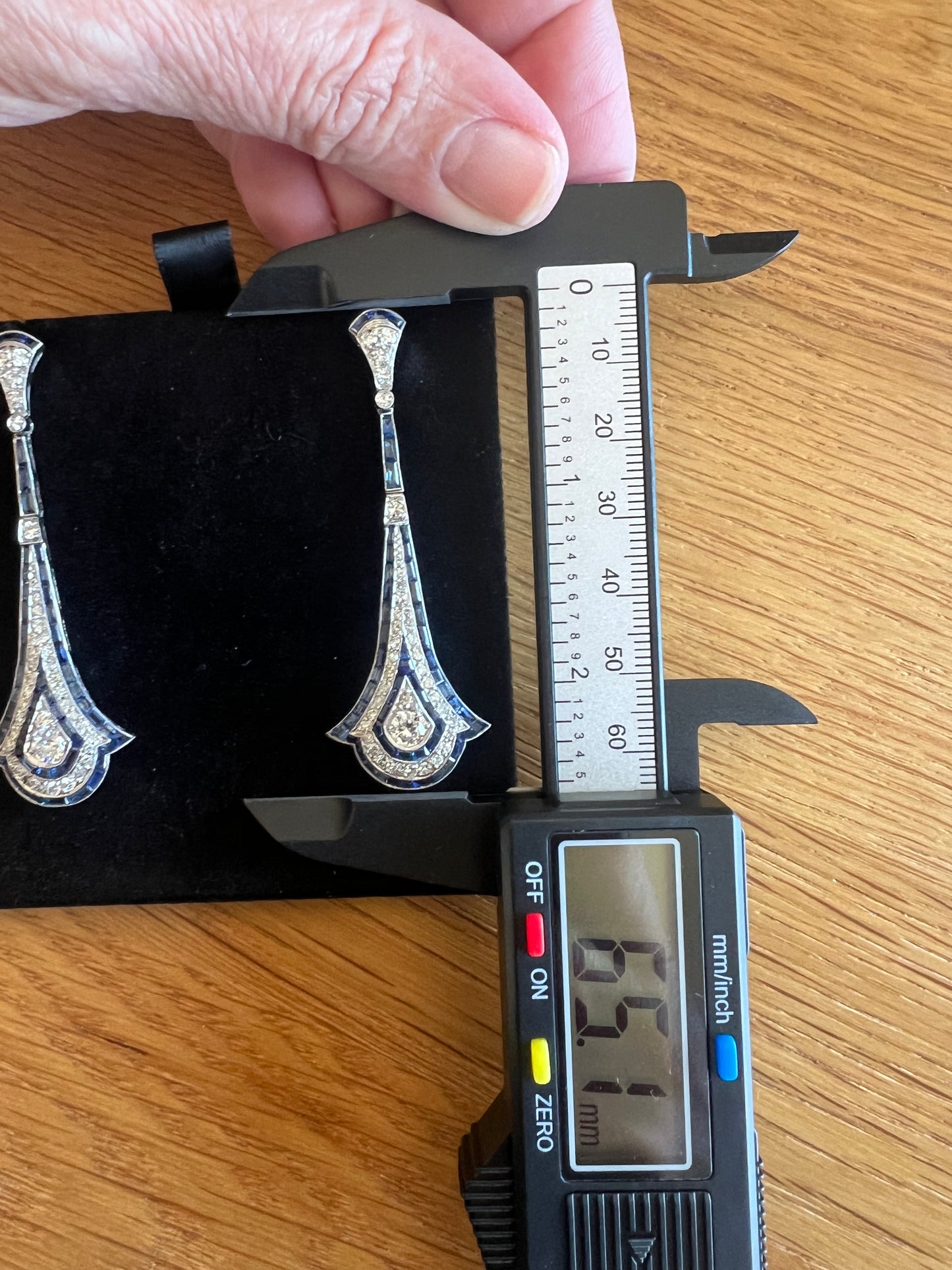 Diamond and Sapphire Art Deco Earrings