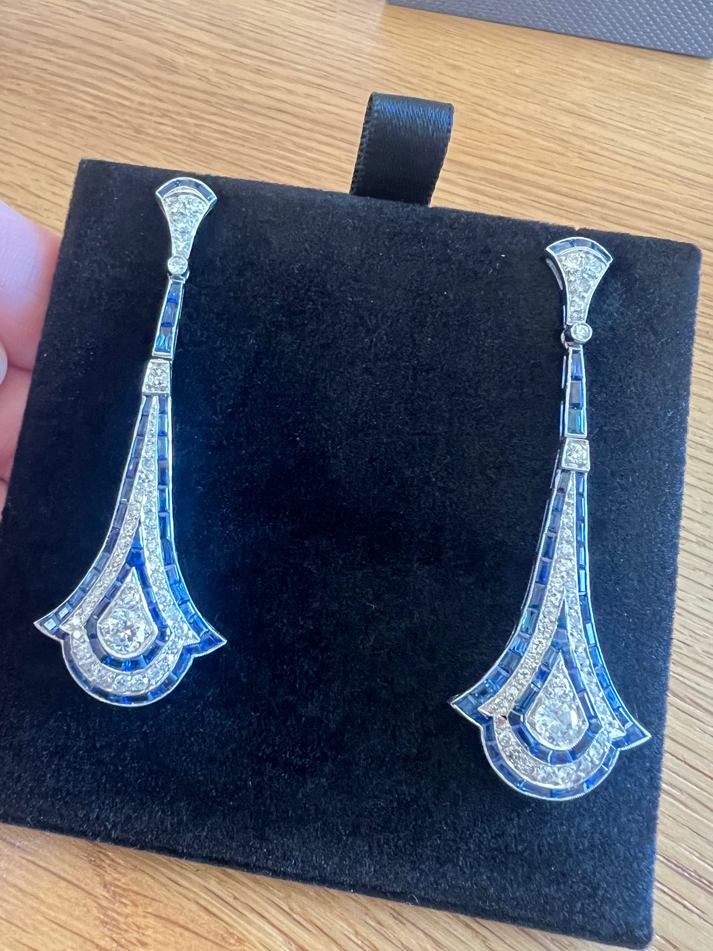 Diamond and Sapphire Art Deco Earrings