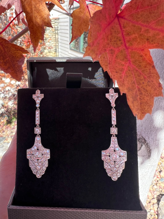 Art Deco Style Diamond and Platinum Earrings